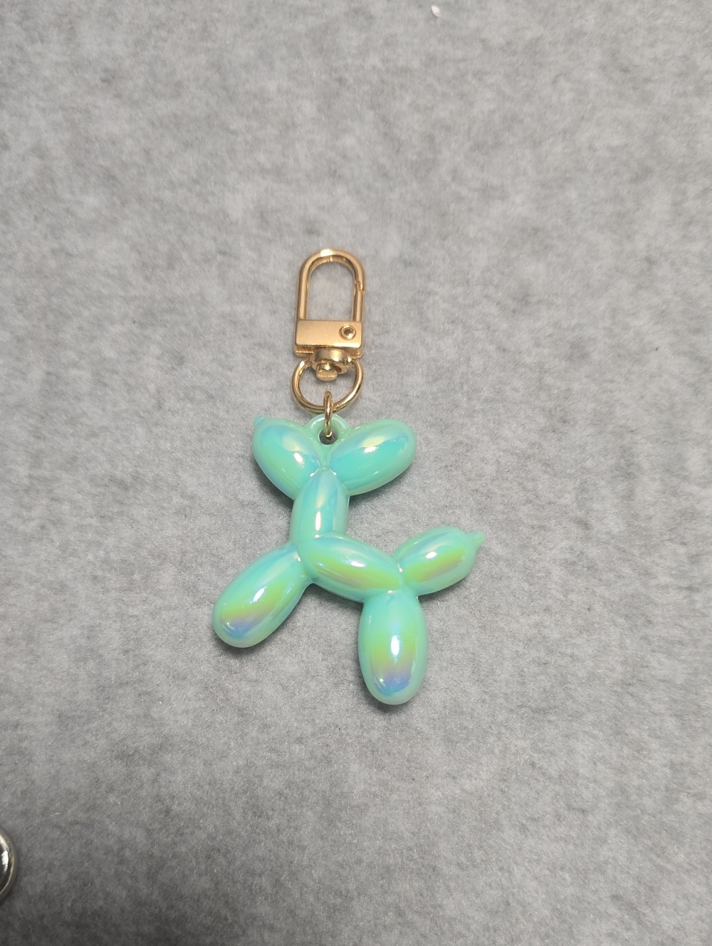 Iridescent Aqua Balloon Dog Keychain Charm - Unbranded